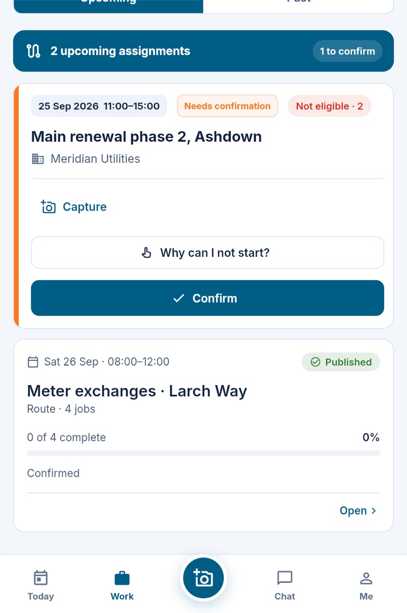 A worker confirming their route in the Maliru field app